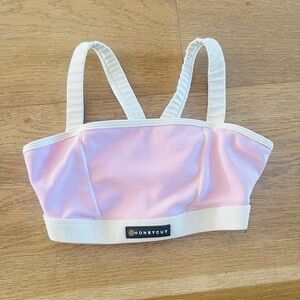 Honeycut Pink and White Crop Top